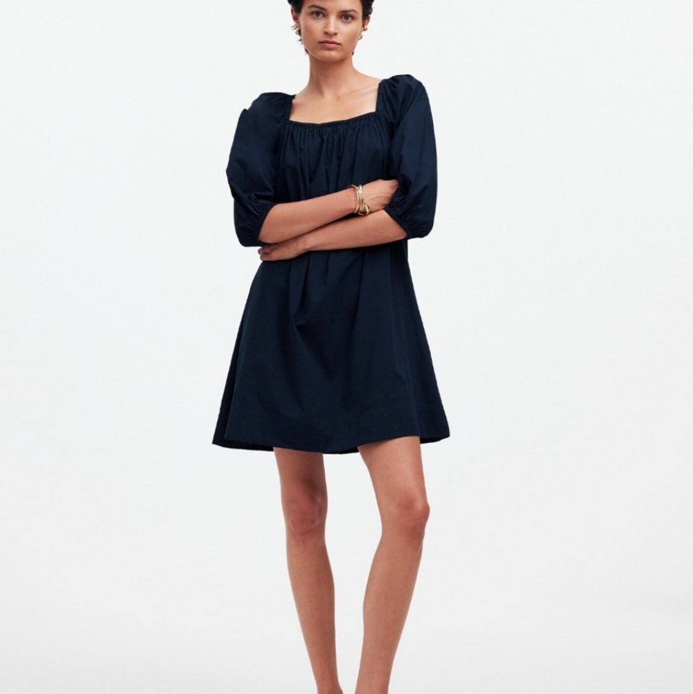 Madewell Square-Neck Puff-Sleeve Mini Dress, NWT, Sz 0